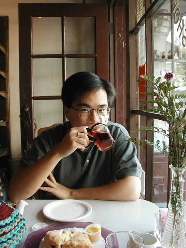 Andrew drinking tea