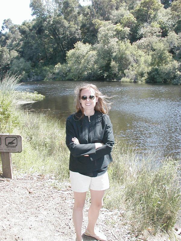 Holly at the pond in Windy Hill (no fishing!)