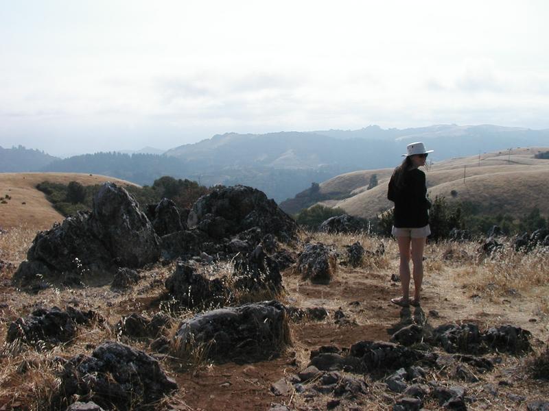 Holly standing at the the Black Mountain summit, just past Monte Bello Road