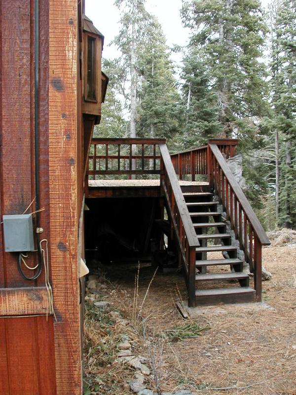 Staircase leading up to the rear deck