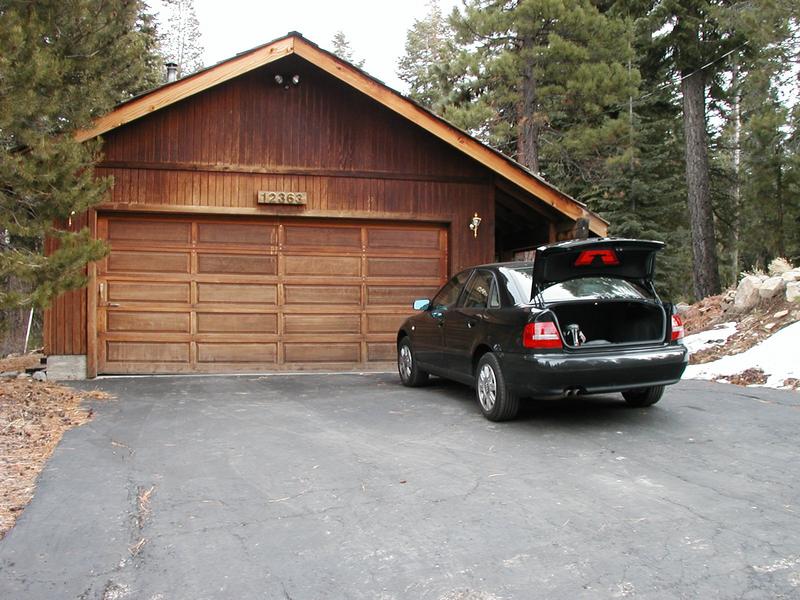 The driveway and the garage